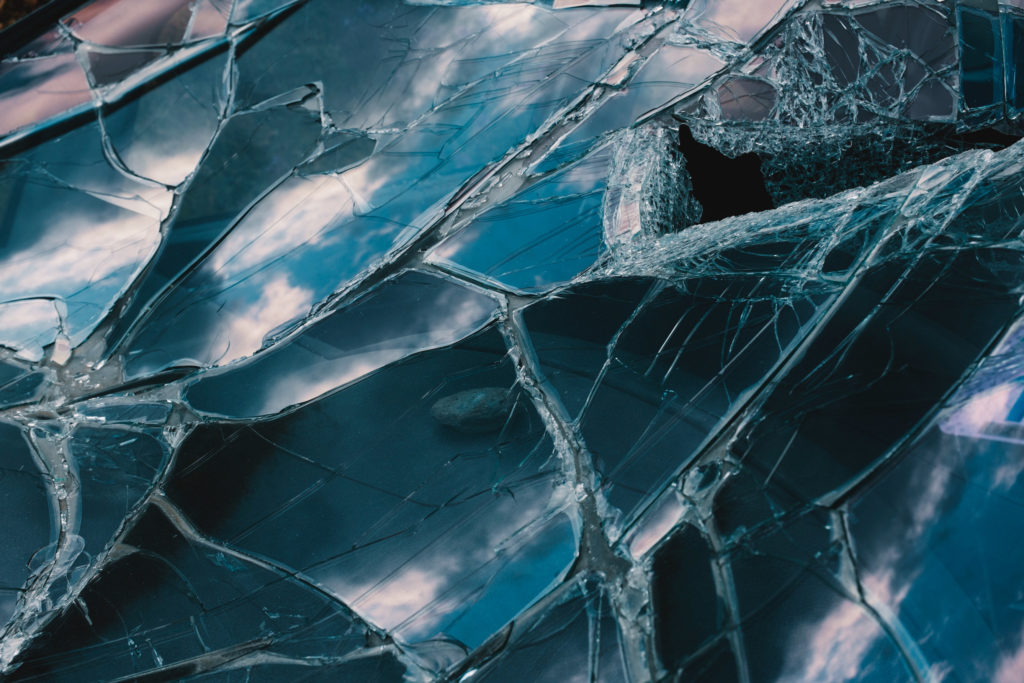 Picture of a shattered windshield 