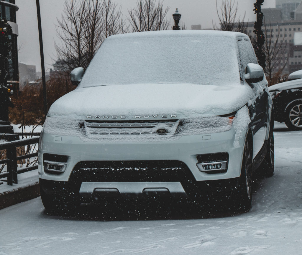 Range Rover covered in Ice and Snow 